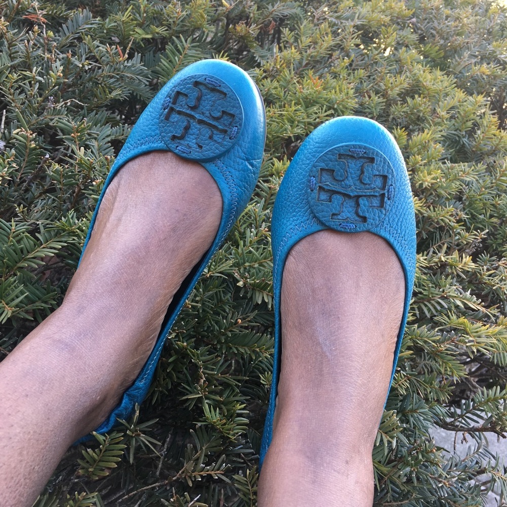 Tory Burch Reva Flats Peacock - Sz 7.5